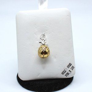 Sterling Silver Gold Plate Pineapple .925 Charm Pendant